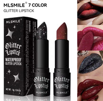 7Colors Glitter Lipstick Waterproof Long Lasting Diamond Pearlescent Metallic Lipstic