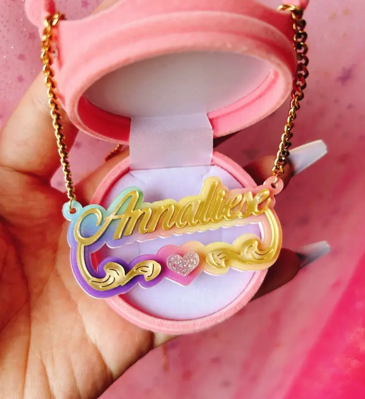 Personalized Double-Layer Acrylic Name Necklace - Cute & Sexy Heart Design, Perfect Birthday Gift for Her