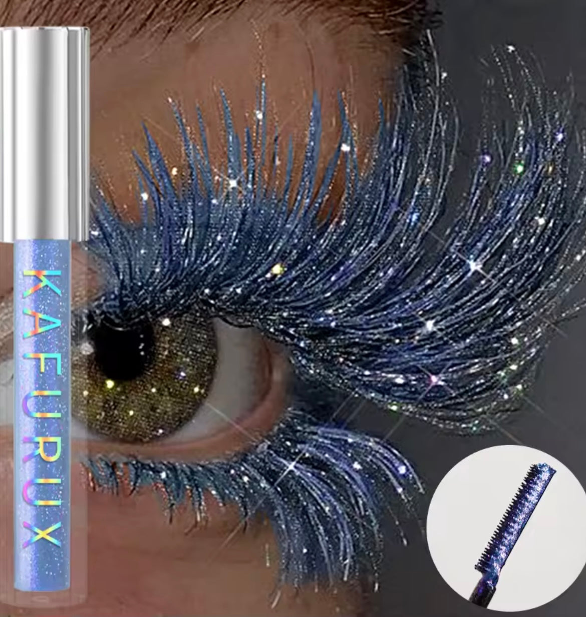 1pc Diamond Shine Waterproof Volume Curl Mascara Glitter Snow Effect,Smudge-proof Eye Makeup for All Skin Types Women Cosmetic