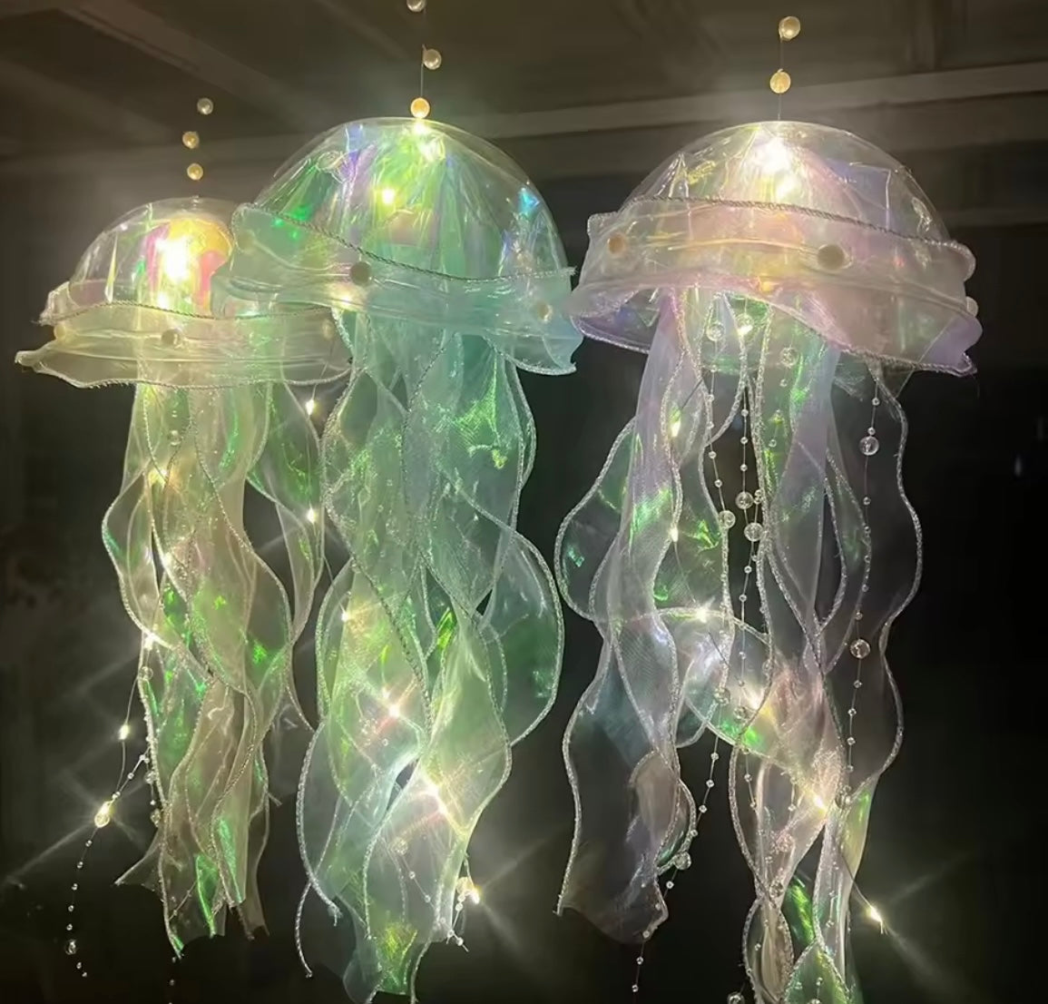 5PCS Jellyfish Bedroom Night Light Lamp Button Battery Hanging Atmosphere Decoration Lamp