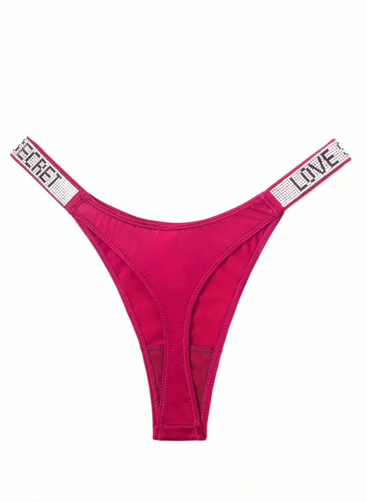 6pcs Rhinestone Letter Low Waist Stretchy Women's Sports Panties, Lingerie & Underwear