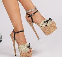 Women's Elegant French Parisian Street Style Sandals - 6.69inch Stiletto Heel with Adjustable Mary Jane Strap, Upper & Rubber Sole