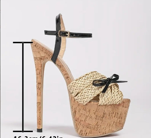 Women's Elegant French Parisian Street Style Sandals - 6.69inch Stiletto Heel with Adjustable Mary Jane Strap, Upper & Rubber Sole