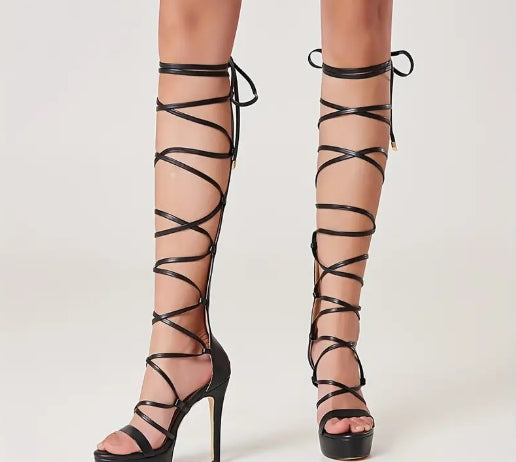 Women'S Ultra-High Stiletto Heel Sandals - Open Toe Ankle Strap with Zipper Closure, Pointed Toe & Cross Strap Design, Synthetic Cover