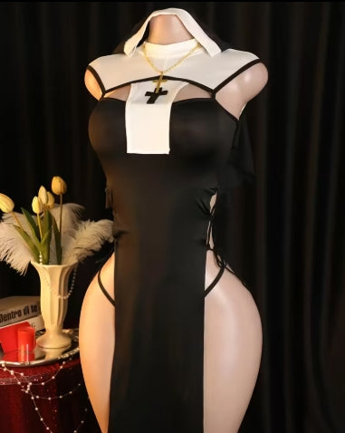 Passionate Outfit Open Crotch Bold Erotic Exotic Revealing Seductive Underwear Includes: Veil + Clothing + Chain+ Panties + Garter, Erotic Nightwear, Role Play Set, Provocative Nightgown,