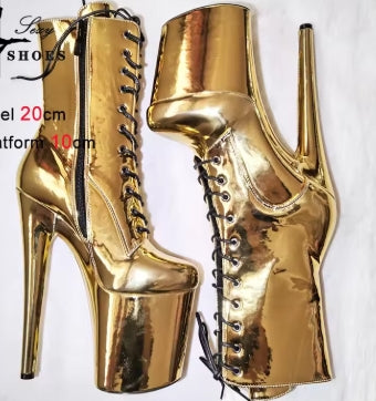 Super High Nightclub Waterproof Platform Strappy 20cm/8Inch Women Ankle Boots Sexy Knight Short Boots Pole Dance Stripper Heel