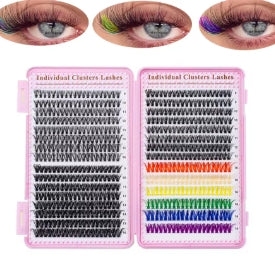 600 Pcs. Cluster extensions of colored eyelash books, mix of individual eyelashes of 9-16mm, DIY makeup tool at home
