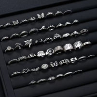 51 Pcs. Gothic Punk ring set for women and men, matching ring with butterfly, heart and snake design, daily use, Halloween jewelry gifts