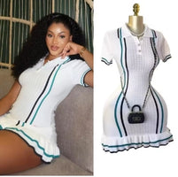 YuooMuoo-Short knit dress with ruffles for summer, Sexy mini dress with turtleneck, streetwear for party Dress