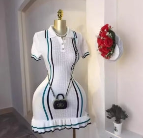 YuooMuoo-Short knit dress with ruffles for summer, Sexy mini dress with turtleneck, streetwear for party Dress
