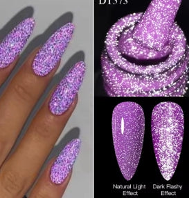 MEET ACROSS 7ml Pink Fluorescent Reflective Gel Nail Polish Glitter Neon Semi-Permanent UV LED Gel Nail Art