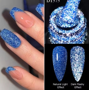 MEET ACROSS 7ml Pink Fluorescent Reflective Gel Nail Polish Glitter Neon Semi-Permanent UV LED Gel Nail Art