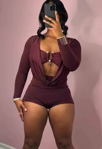 Weird Puss Sexy Women Swing Collar Romper+Metal buckle Bra Hipster Midnight Party Coquette New Spring Trend Workout Playsuits