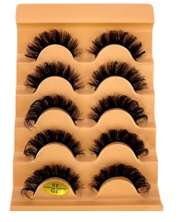Natural 3D false eyelashes, cat eye eyelashes, D curl, soft and fluffy cross, 5 pairs, Sleeve eyelash extension, makeup