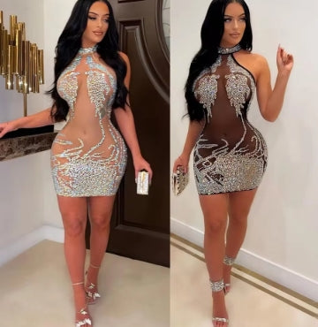 Sexy Summer Women Clothing Mesh Lace Embroidery Nightclub Ladies Dress