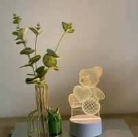 Creative 3D bear lamp, USB LED night lights acrylic, Christmas decorations for home, bedroom, birthday decoration, wedding gifts
