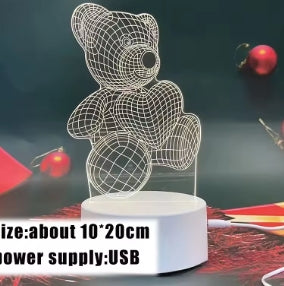 Creative 3D bear lamp, USB LED night lights acrylic, Christmas decorations for home, bedroom, birthday decoration, wedding gifts