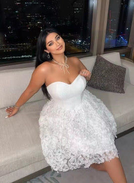 Plus Size 2025 Summer New Models Elegant Three-Dimensional Flowers Flowers Net Yarn Patchwork Corset Dress Polyester Material