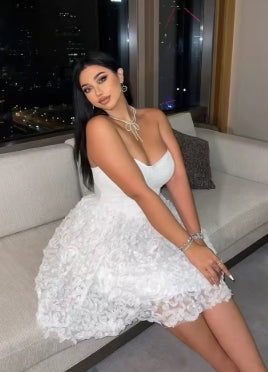 Plus Size 2025 Summer New Models Elegant Three-Dimensional Flowers Flowers Net Yarn Patchwork Corset Dress Polyester Material
