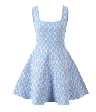 Women's knitted strap dress 2024 early fall new fashion diamond check thin sleeveless dress