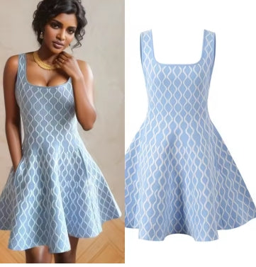 Women's knitted strap dress 2024 early fall new fashion diamond check thin sleeveless dress