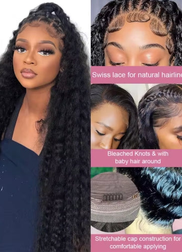 40 50 Inch Water Wave Curly Lace Front Wigs 13x4 13x6 HD Deep Wave Lace Frontal Wig 7x5 Glueless Human Hair Wigs For Women 300%