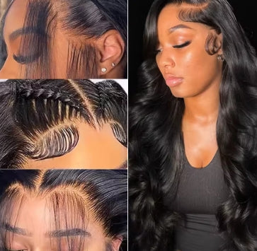 200 Density Body Wave 13x4 HD Transparent Lace Front 100% Human Hair Wig Black 13x6 Lace Frontal Wigs 32 34 36 Inches Preplucked