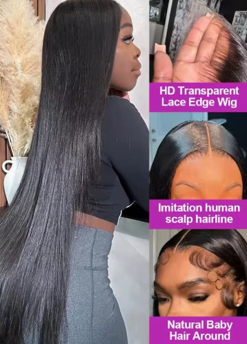 300% High Density Straight Human Hair Wigs 13x6 13x4 HD Lace Front Wig Brazilian 40 46 Inch 360 Full Lace Frontal Human Hair Wig