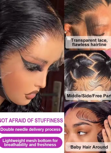 HD 13x6 Loose Nature Wave Lace Front Human Hair Wigs 250% Transparent 30 40 Inch 13x4 360 Full Deep Water Wave Lace Frontal Wig