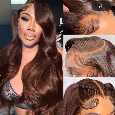Chocolate Brown Body Wave Lace Front Wig Transparent 13x6 HD Lace Frontal Wigs Preplucked Colored Human Hair Wigs 4x4 5x5 13x4