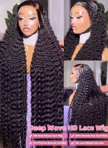 200% Hd Curly Glueless Wigs 38 Inch Ready To Wear 5x5 Lace Closure Wigs Hd Transparent Lace Front Human Hair Wigs Bleached Knots