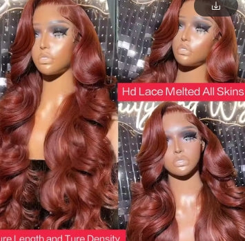Reddish Brown 13x6 Lace Frontal Wig Brazilian Colored 13x4 Body Wave Human Hair Wigs Hd Transparent 4x4 5x5 Closure Wig 40 Inch