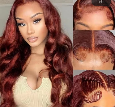 Reddish Brown 13x6 Lace Frontal Wig Brazilian Colored 13x4 Body Wave Human Hair Wigs Hd Transparent 4x4 5x5 Closure Wig 40 Inch