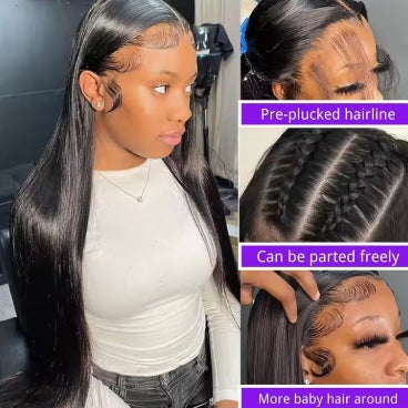 100% Malaysia Human Hair 13x6 Bone Straight Lace Front Human Hair Wigs 30 Inch 13x4 Lace Frontal Wig for Women Pre Plucked