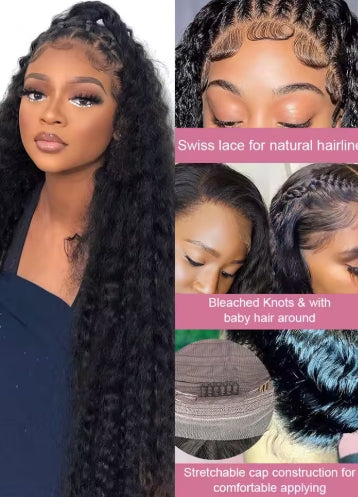 40 50 Inch Water Wave Curly Lace Front Wigs 13x4 13x6 HD Deep Wave Lace Frontal Wig 7x5 Glueless Human Hair Wigs For Women 300%