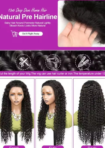 40 50 Inch Water Wave Curly Lace Front Wigs 13x4 13x6 HD Deep Wave Lace Frontal Wig 7x5 Glueless Human Hair Wigs For Women 300%