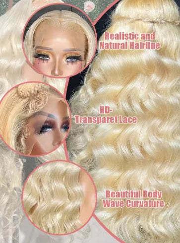 36 40 Inch 613 Honey Blonde Body Wave 250 Density 13x6 HD Lace Front Human Hair Wigs 13x4 HD Lace Frontal Wig for black women