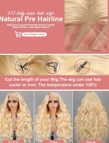 36 40 Inch 613 Honey Blonde Body Wave 250 Density 13x6 HD Lace Front Human Hair Wigs 13x4 HD Lace Frontal Wig for black women