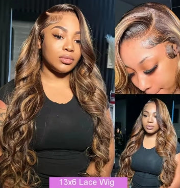 Colored Highlight Wig Human Hair 13x6 Hd Lace Frontal Wig Body Wave Lace Front Wig For Women 30 Inch Blond Ombre Brazilian Wigs