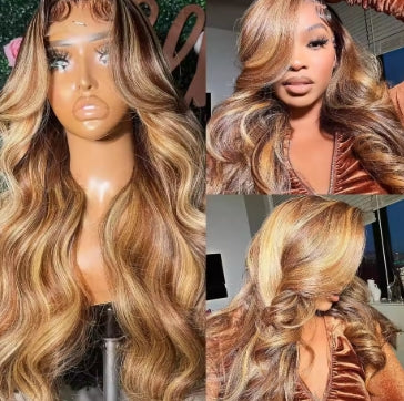 Colored Highlight Wig Human Hair 13x6 Hd Lace Frontal Wig Body Wave Lace Front Wig For Women 30 Inch Blond Ombre Brazilian Wigs