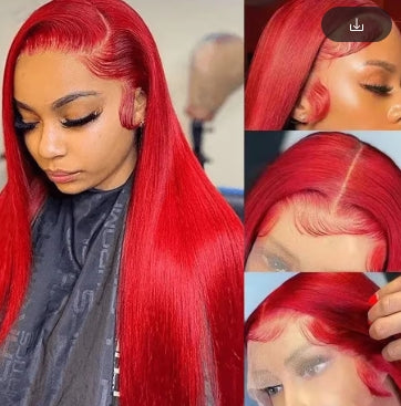 30 36 40 Inch 13x4 13x6 Straight Lace Frontal Wigs Hot Red Front Human Hair Wig 4x4 5X5 Closure Wig Pre Plucked For Women