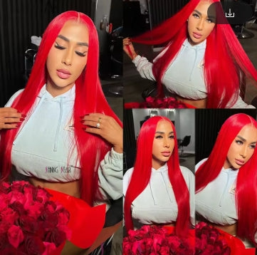 30 36 40 Inch 13x4 13x6 Straight Lace Frontal Wigs Hot Red Front Human Hair Wig 4x4 5X5 Closure Wig Pre Plucked For Women