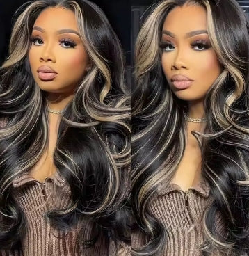 1B/27 Body Wave Wig Human Hair 30 Inch 13x4 HD Lace Frontal Wig Ombre Blonde Highlight Brazilian Hair Front Wigs For Black Women