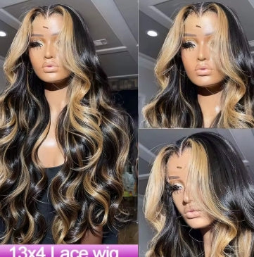 1B/27 Body Wave Wig Human Hair 30 Inch 13x4 HD Lace Frontal Wig Ombre Blonde Highlight Brazilian Hair Front Wigs For Black Women