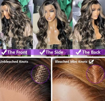 1B/27 Body Wave Wig Human Hair 30 Inch 13x4 HD Lace Frontal Wig Ombre Blonde Highlight Brazilian Hair Front Wigs For Black Women