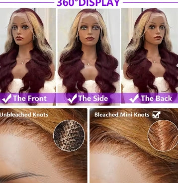 1B/27 Body Wave Wig Human Hair 30 Inch 13x4 HD Lace Frontal Wig Ombre Blonde Highlight Brazilian Hair Front Wigs For Black Women