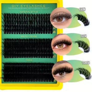 60D80D100D Thick False Eyelashes with Mixed Length, Cat Eye Style with D-Curl for a Fluffy and Dramatic Look, Suitable for Beginners