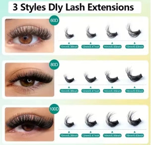 60D80D100D Thick False Eyelashes with Mixed Length, Cat Eye Style with D-Curl for a Fluffy and Dramatic Look, Suitable for Beginners