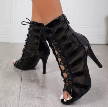 Women High Quality Heels Peep Toe Boot Stilettos Jazz Dance Woman Shoes Ballroom Suede Sole Customizable Outdoor Sexy