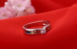 Rainbow cubic zircon rings for women, 100% Genuine 925 Sterling Silver, charming engagement proposal ring accessory for wedding
